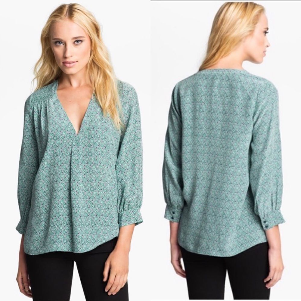 Joie Aceline Print Silk Top Contemporary Feminine Work Business Casual Boho